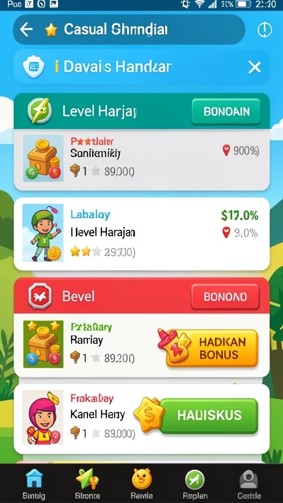 Layar karakter dengan opsi kustomisasi yang beragam.